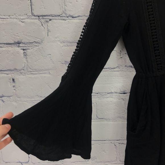 Mello Yello Black Crochet Boho Romper - Picture 7 of 7